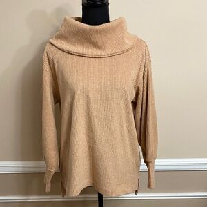 Fred David Women's Cowl Neck Sweater in Tan EUC